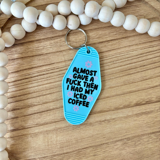 Funny Iced Coffee Vintage Keychain | Sassy | Cute | Retro | Motel Keychain