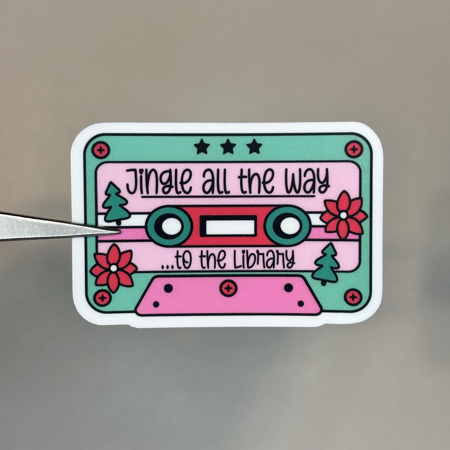 Holiday Bookish Cassette Sticker