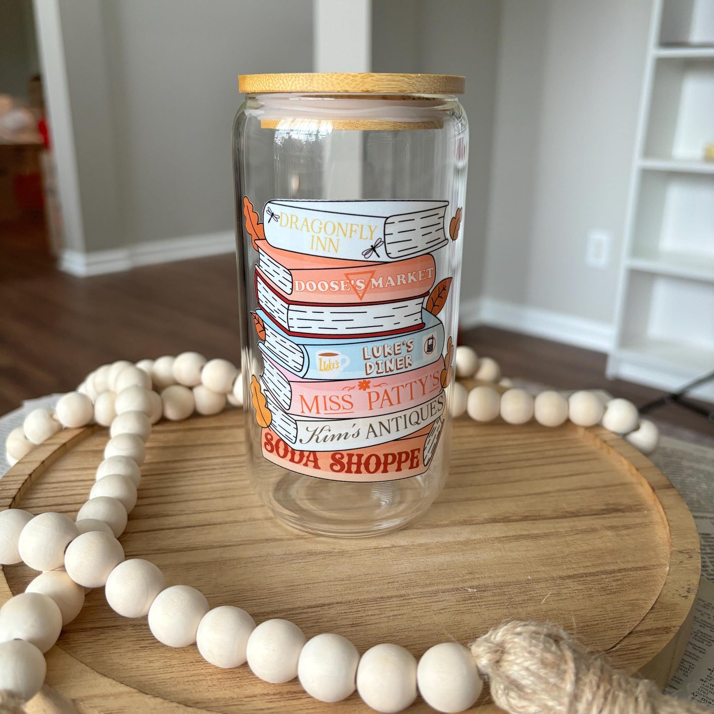 Gilmore Girls Book Stack Glass Can Tumbler