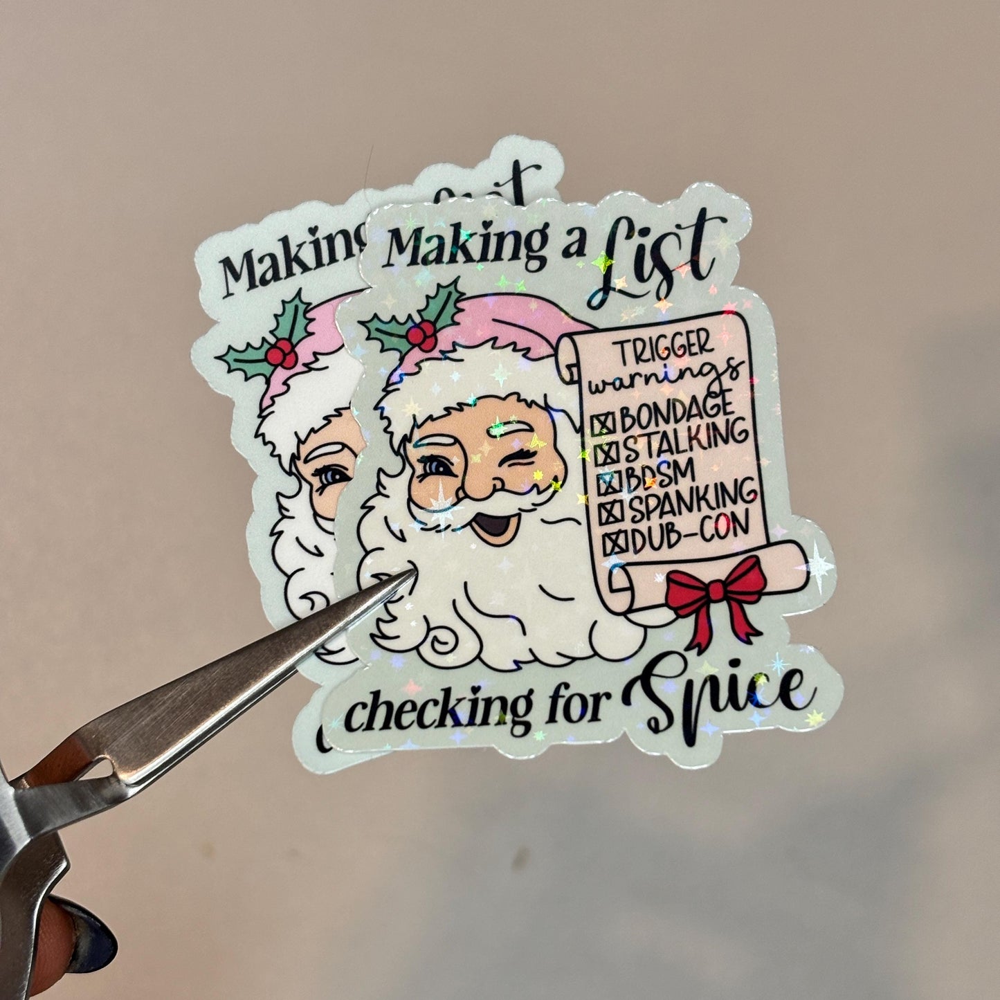 Spicy Book Santa List Sticker