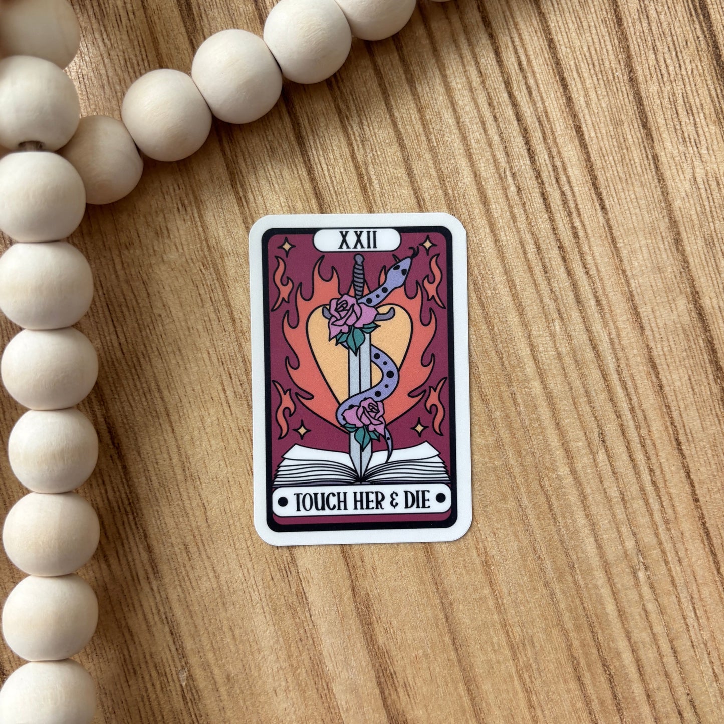 Touch Her & Die Tarot Card Sticker