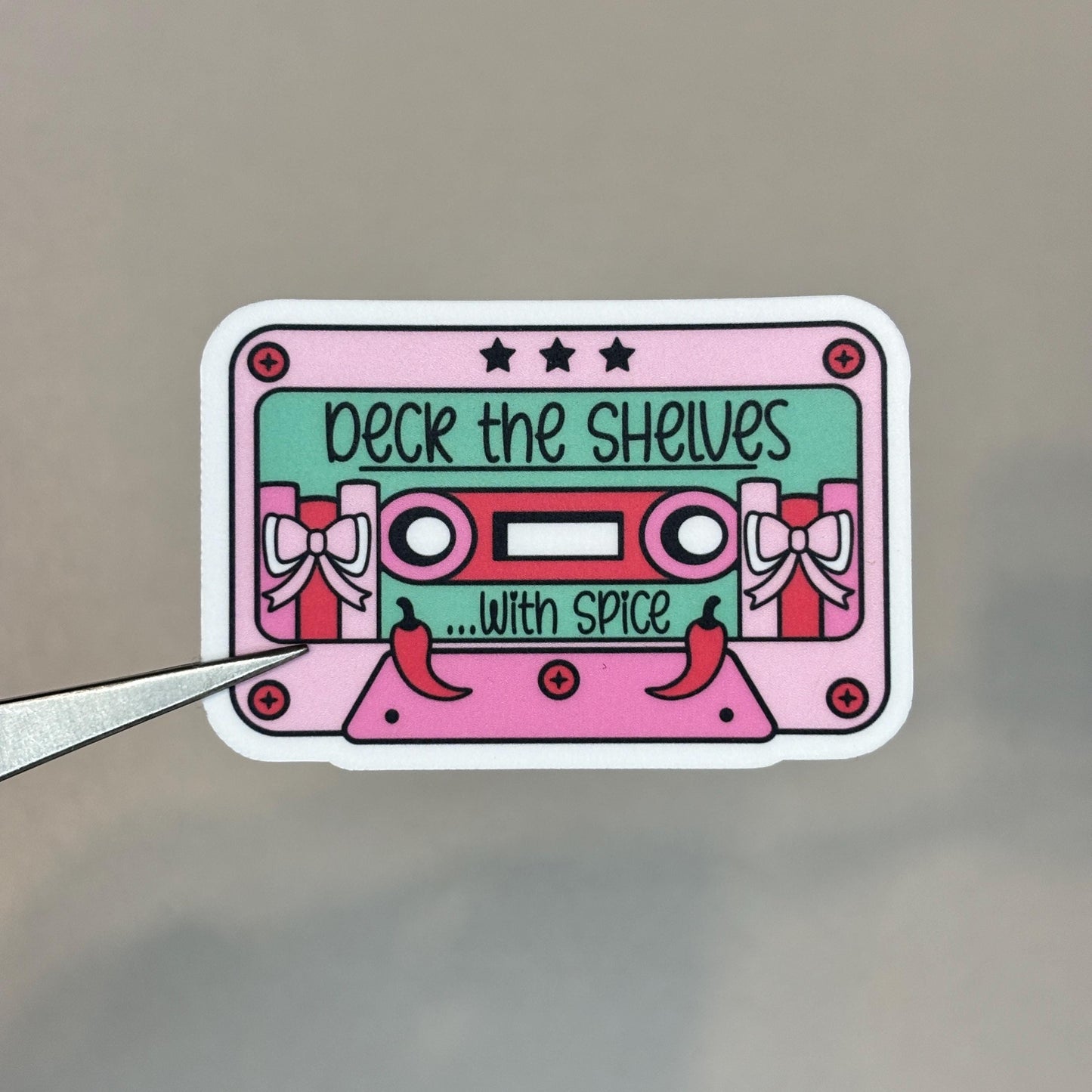 Holiday Bookish Cassette Sticker